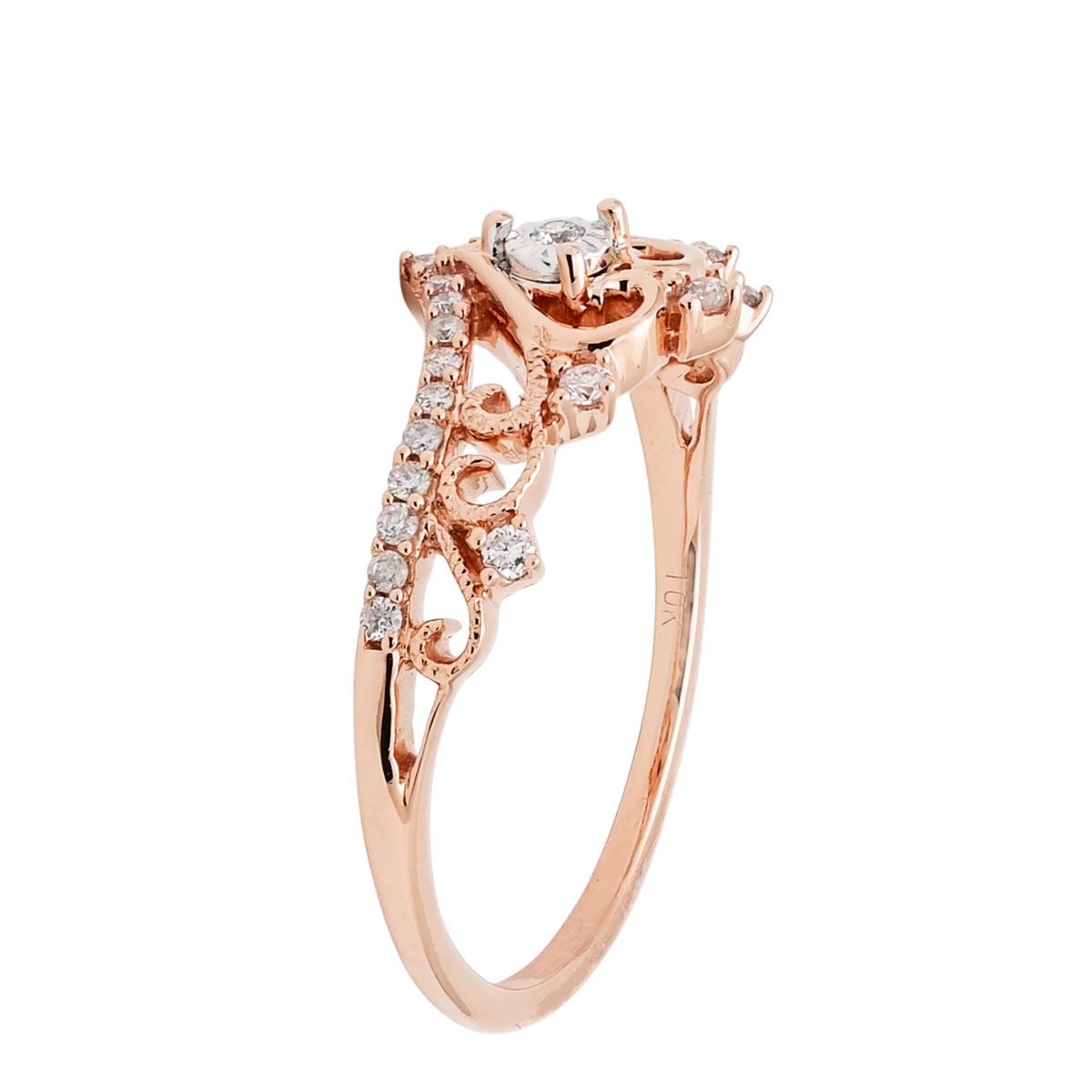 Diamond Heart Crown Promise Ring in 10kt Rose Gold (1/10ct tw)