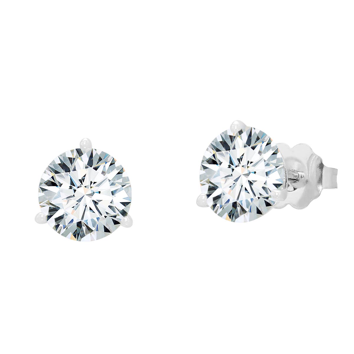 Diamond Martini Stud Earrings in 14kt White Gold  (3ct tw)