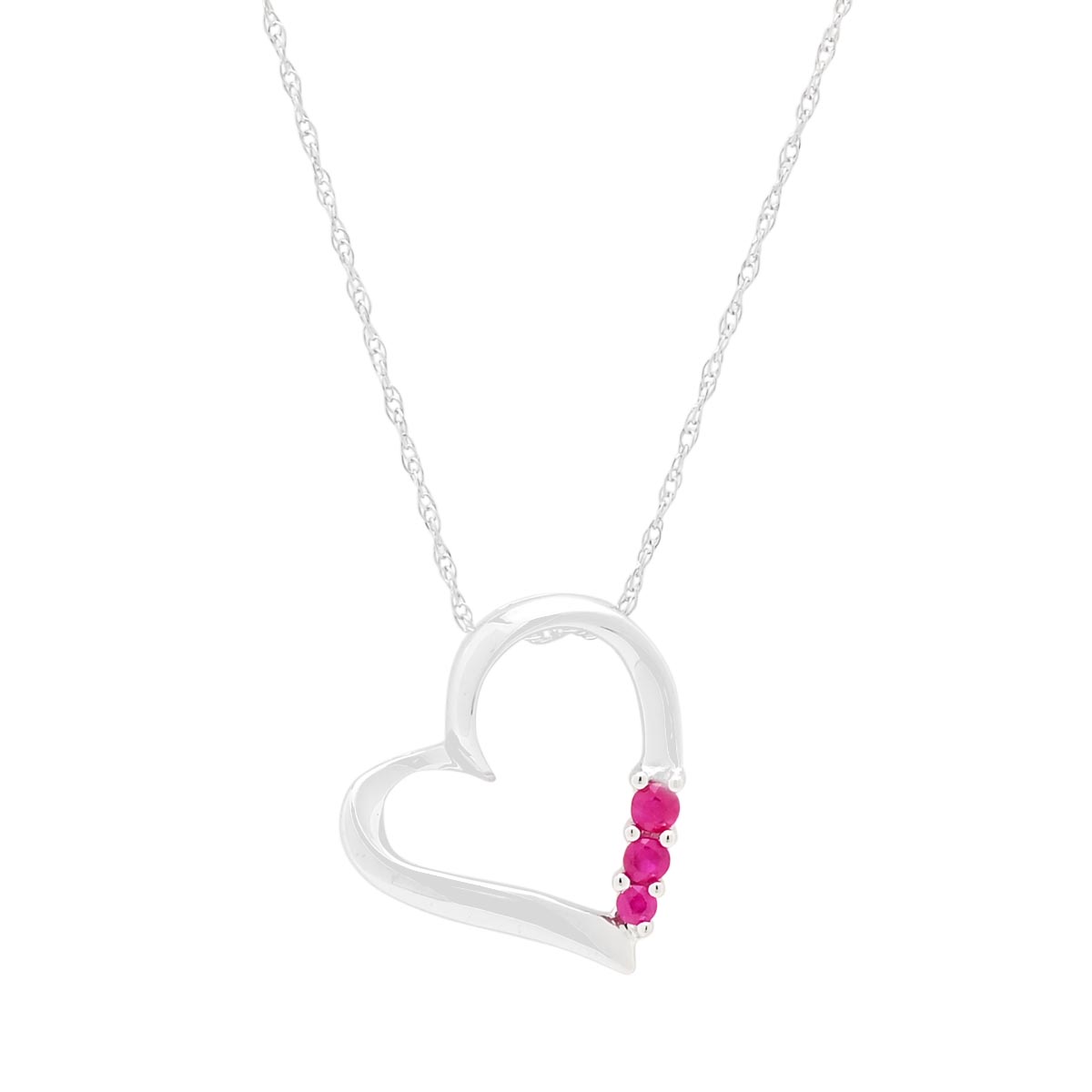 Ruby Heart Necklace in 10kt White Gold