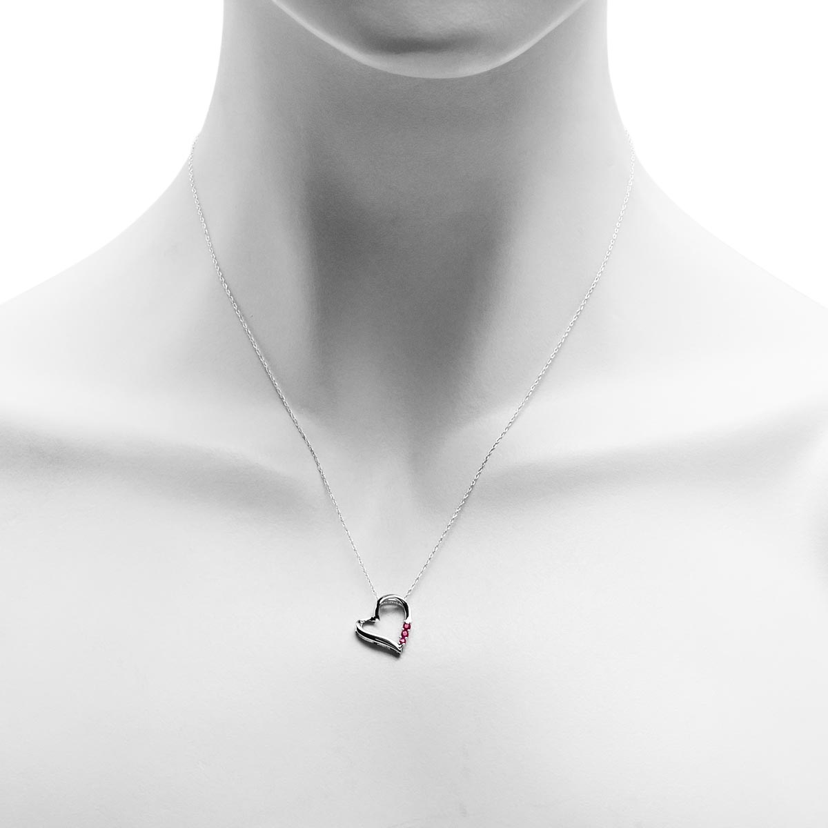 Ruby Heart Necklace in 10kt White Gold