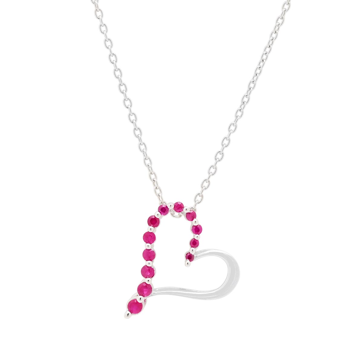 Ruby Heart Necklace in Sterling Silver