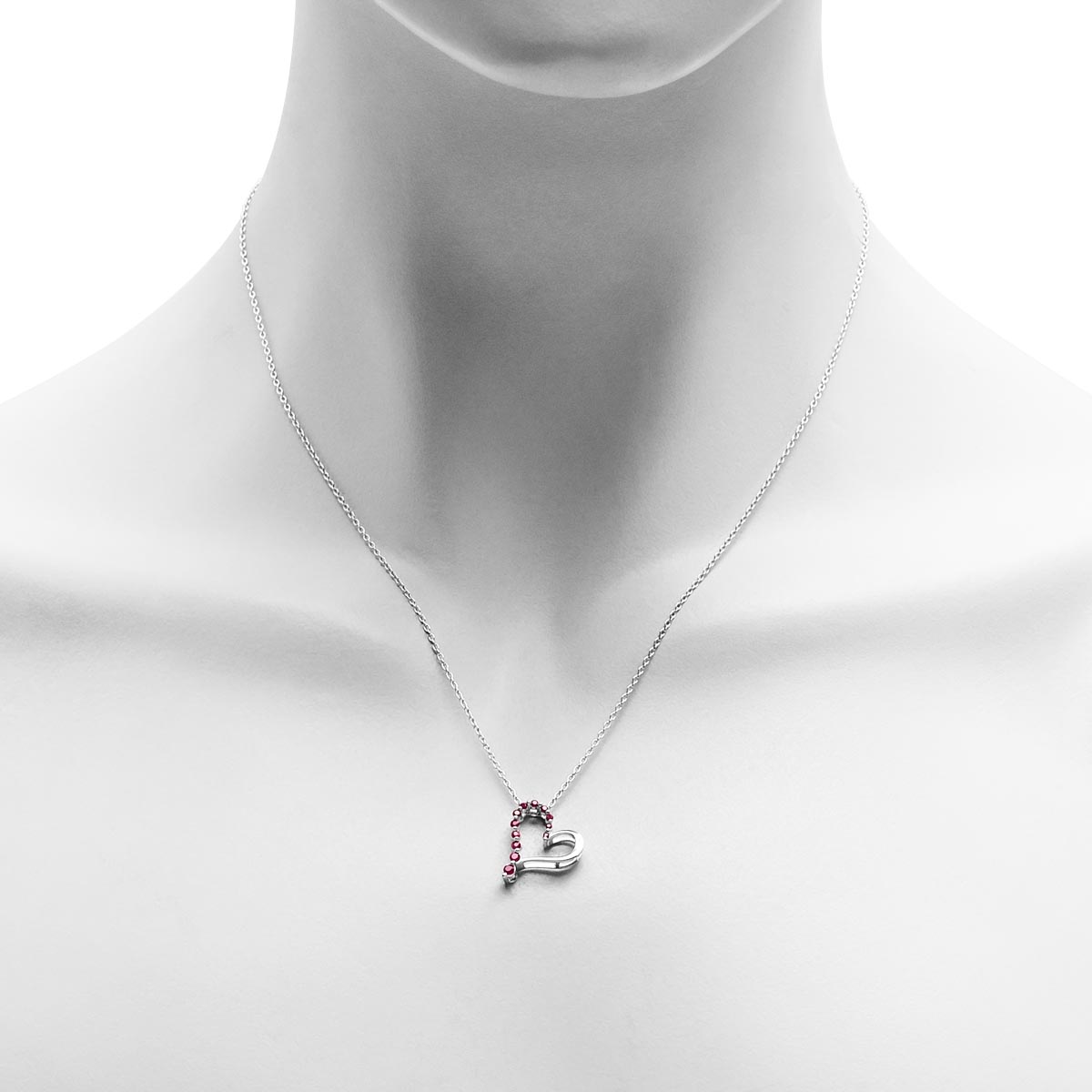 Ruby Heart Necklace in Sterling Silver