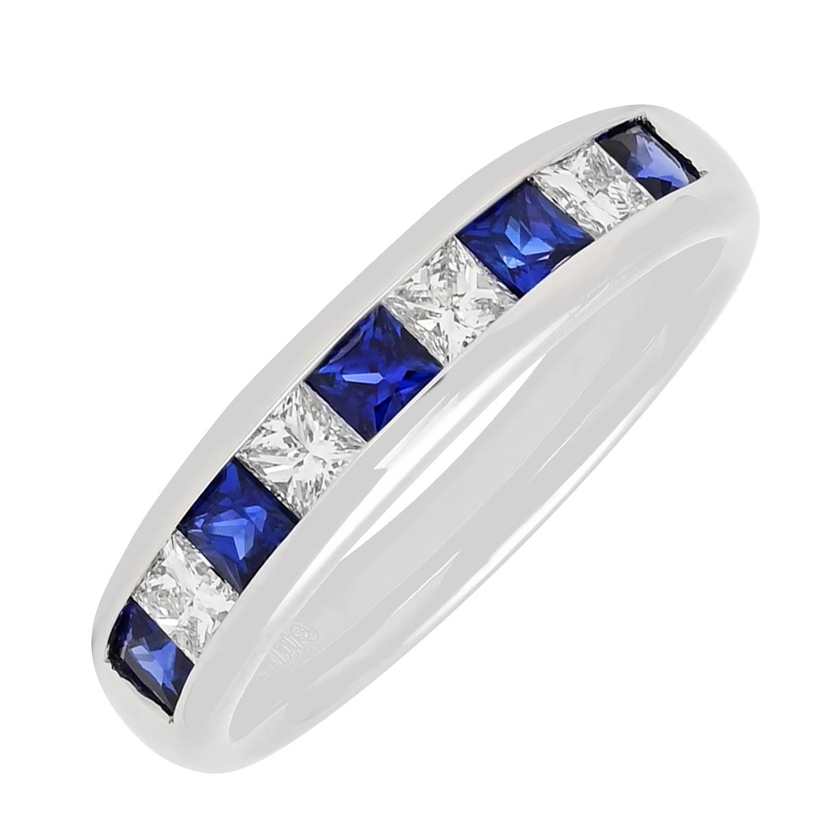 Princess Cut Diamond and Sapphire Channel Band in Platinum (1/2ct tw)