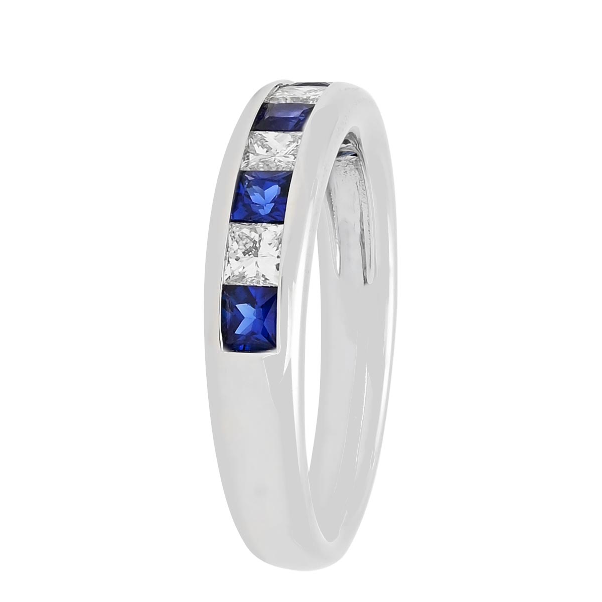 Princess Cut Diamond and Sapphire Channel Band in Platinum (1/2ct tw)