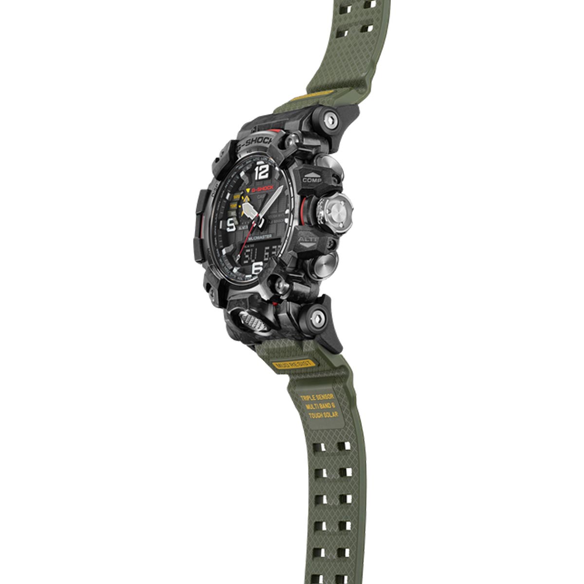 G Shock Mudmaster Mens Watch with Black Dial and Olive Green Strap (solar  movement)