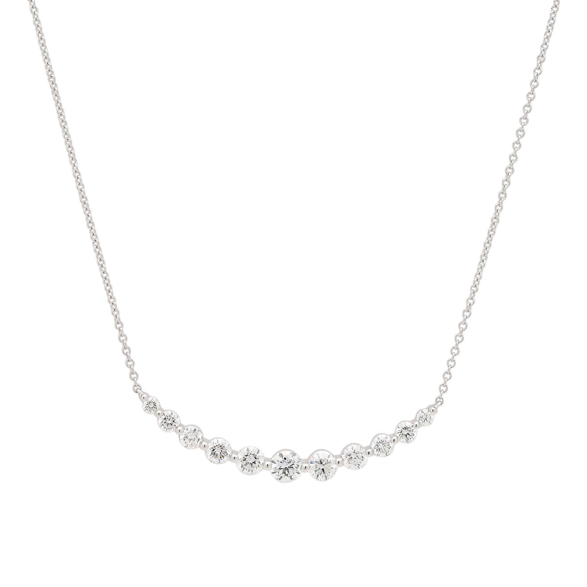 Diamond Crescent Necklace in 18kt White Gold (1ct tw)