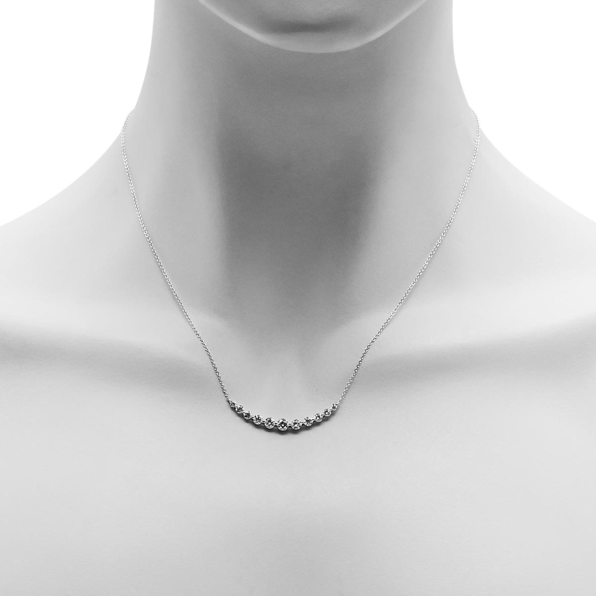 Diamond Crescent Necklace in 18kt White Gold (1ct tw)