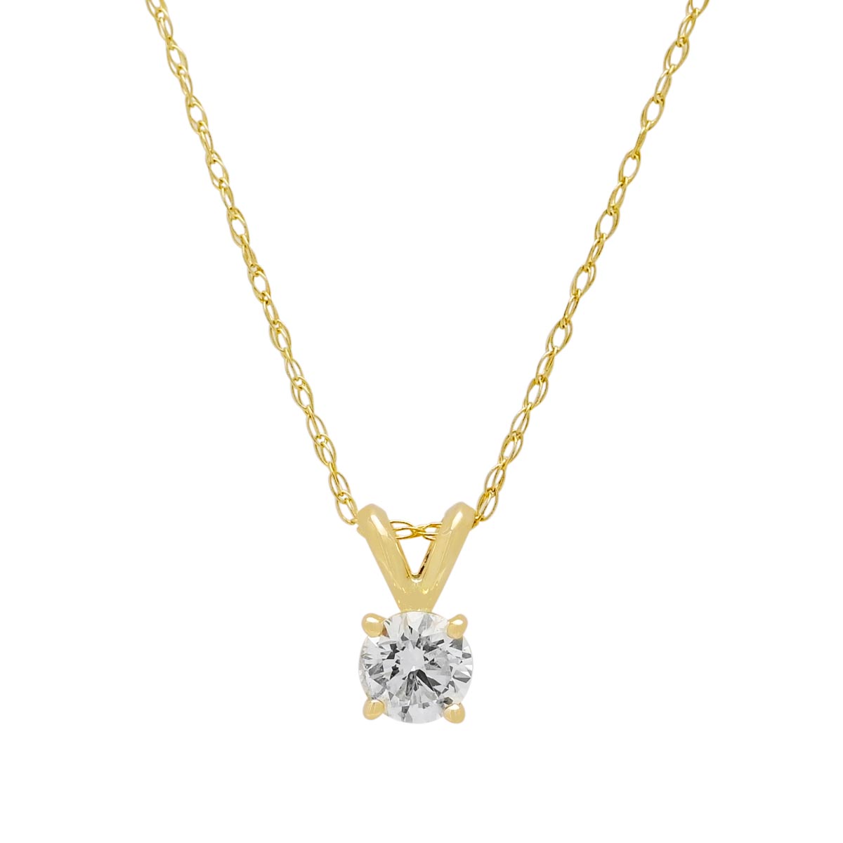 Diamond Solitaire Necklace in 14kt Yellow Gold (1/2ct)