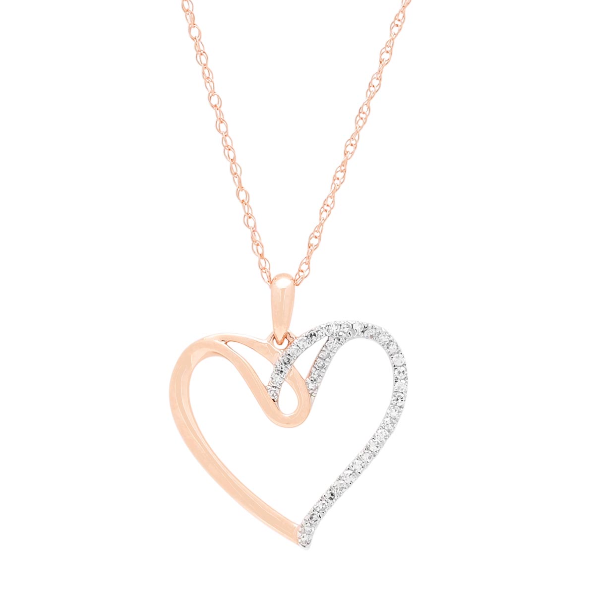 Diamond Heart Necklace in 10kt Rose Gold (1/10ct tw)