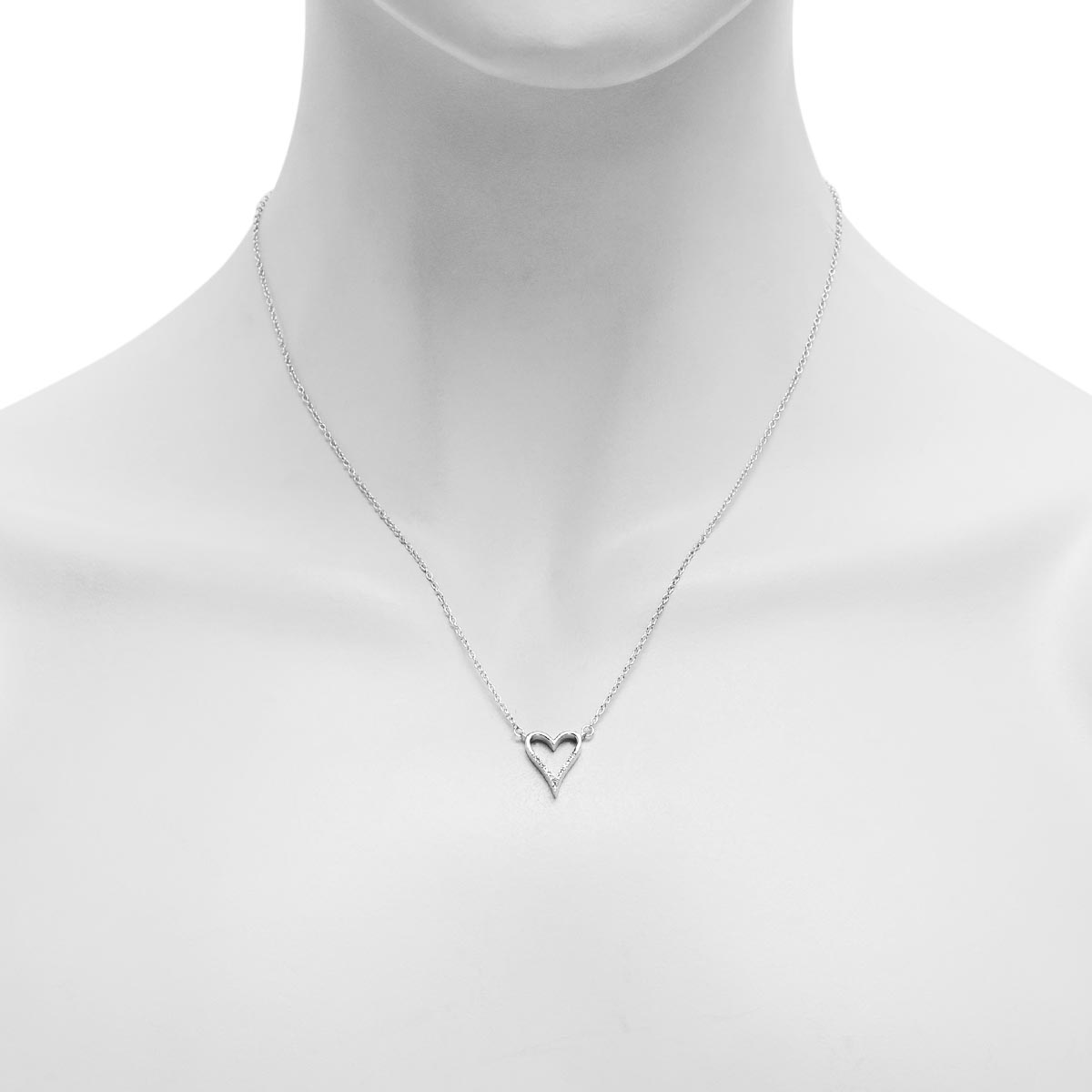 Diamond Heart Necklace in Sterling Silver (.05ct tw)