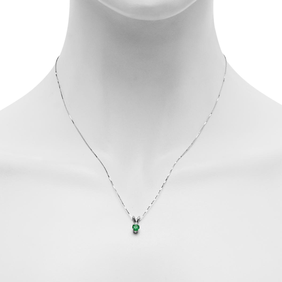 Emerald Necklace in 14kt White Gold with Diamond (.03ct)