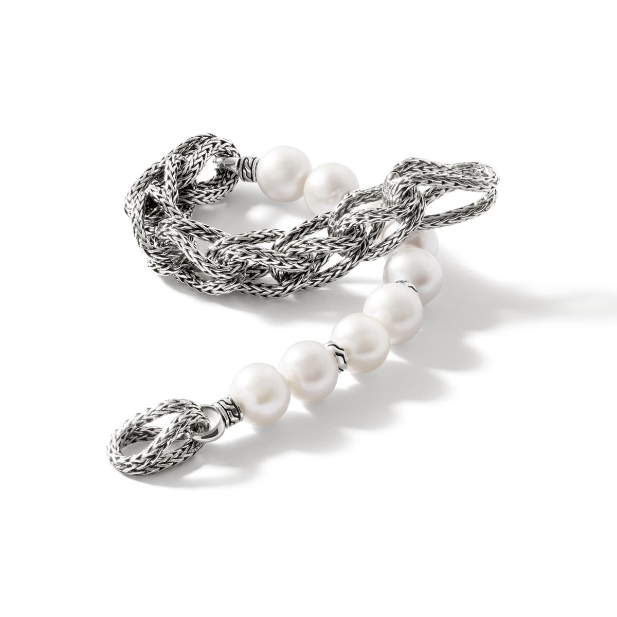 John Hardy Classic Chain Collection Asli Cultured Freshwater Pearl Bracelet in Sterling Silver (9mm pearls)