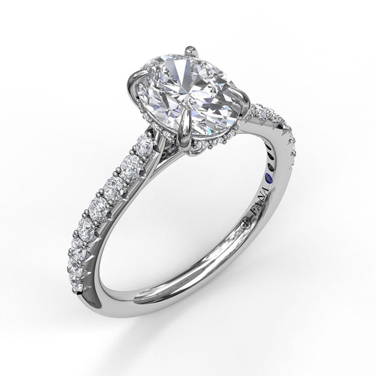 Fana Classic Oval Hidden Halo Diamond Engagement Ring Setting in 14kt White Gold (3/8ct tw)