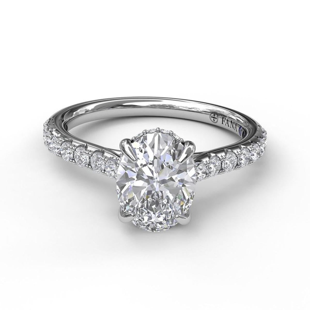 Fana Classic Oval Hidden Halo Diamond Engagement Ring Setting in 14kt White Gold (3/8ct tw)