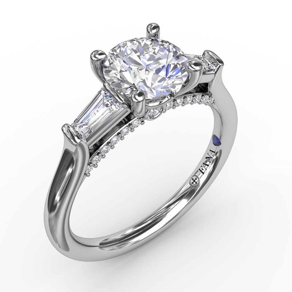 Fana Three Stone Baguette Diamond Engagement Ring Setting in 14kt White Gold (1/3ct tw)