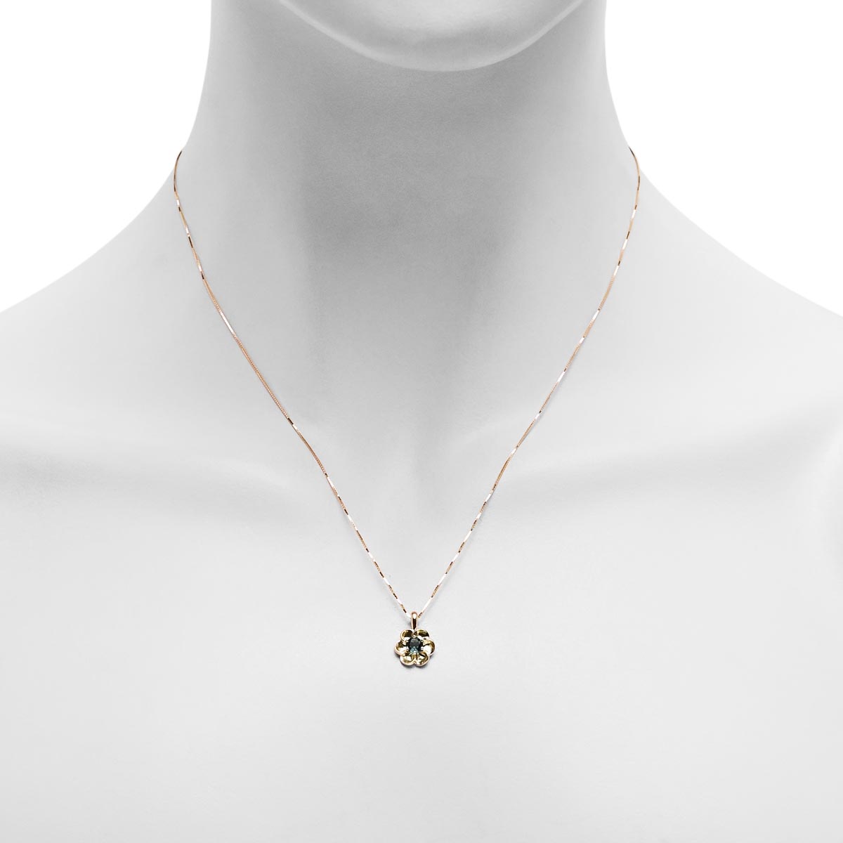 Maine Indicolite Tourmaline Flower Necklace in 14kt Yellow Gold