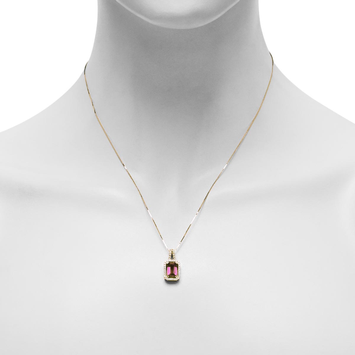 Rhodolite Garnet Necklace in 14kt Yellow Gold with Diamonds (1/5ct tw)