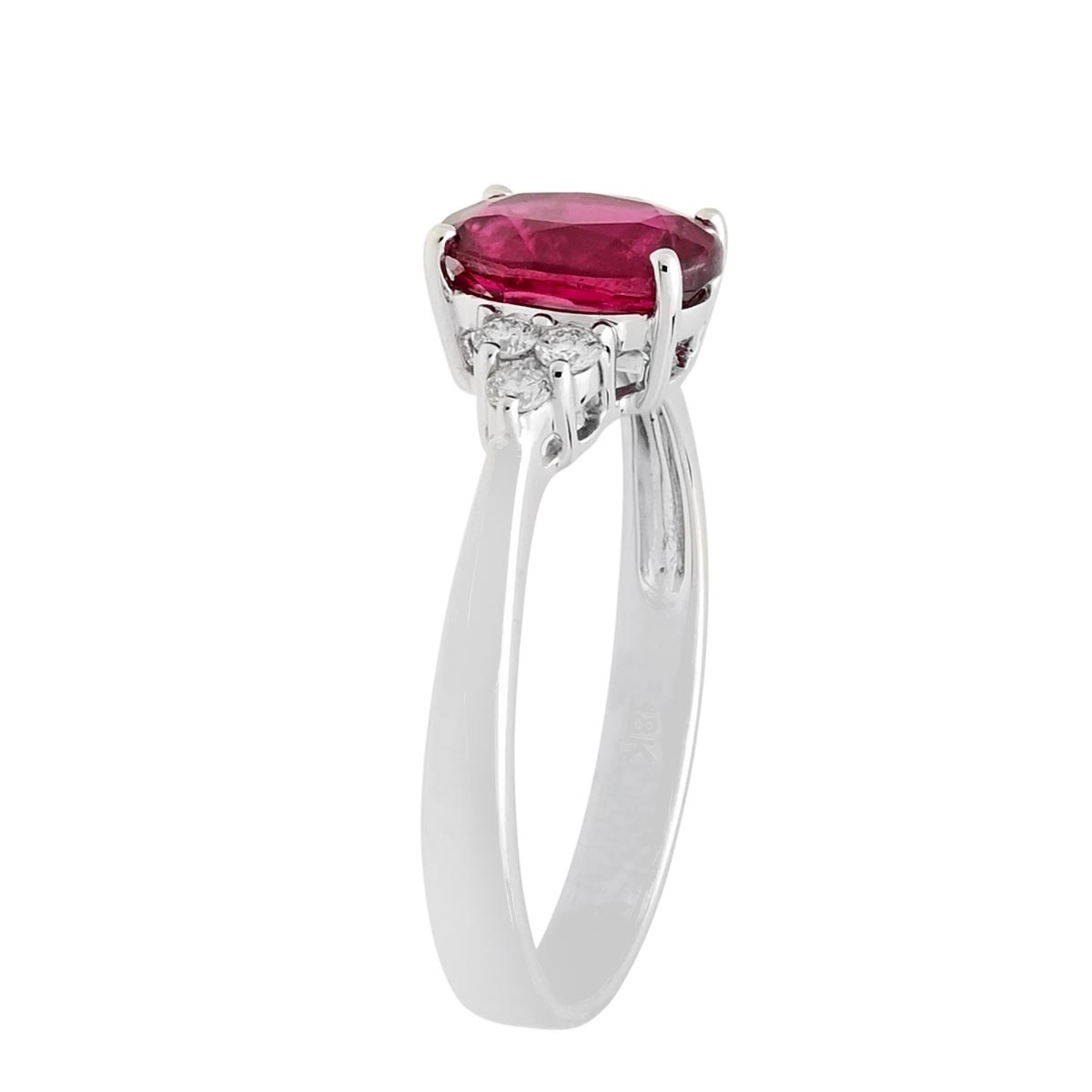 Oval Pink Tourmaline Ring in 18kt White Gold with Diamonds (1/7ct tw)