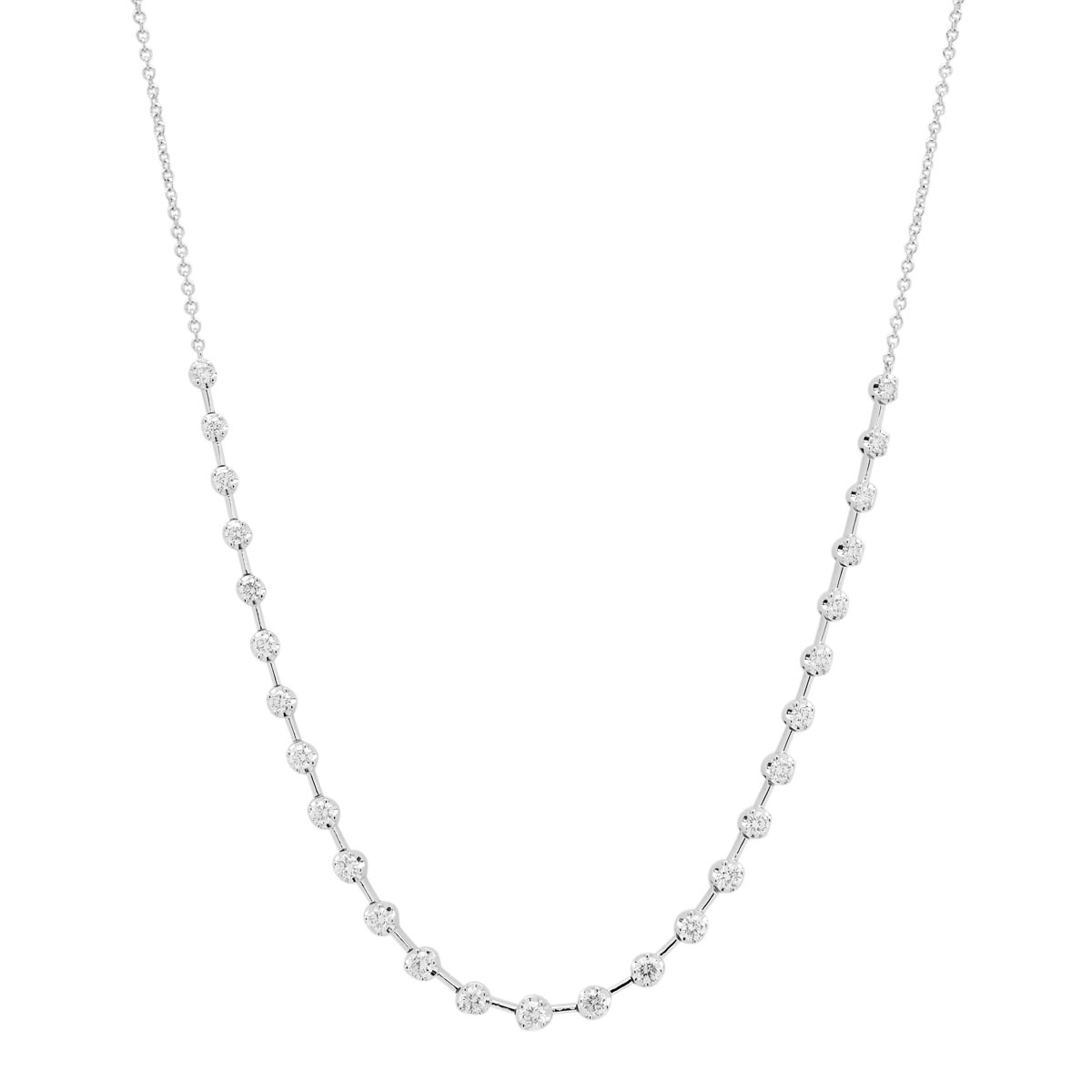 Diamond Station Necklace in 14kt White Gold (1ct tw)