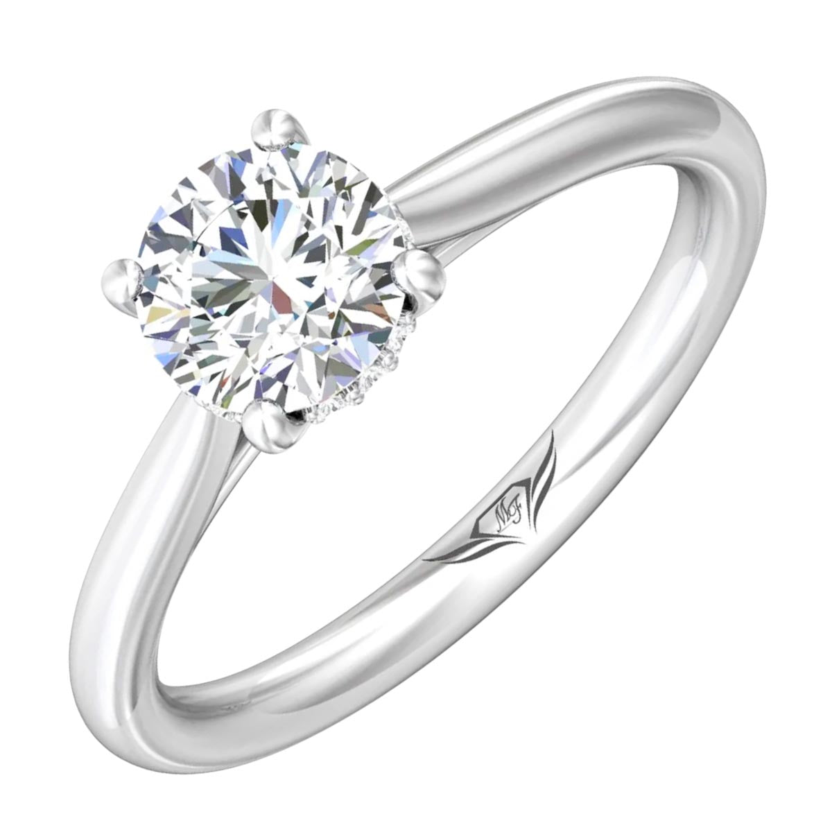 Martin Flyer Hidden Halo Diamond Engagement Ring Setting in 14kt White Gold (1/20ct tw)