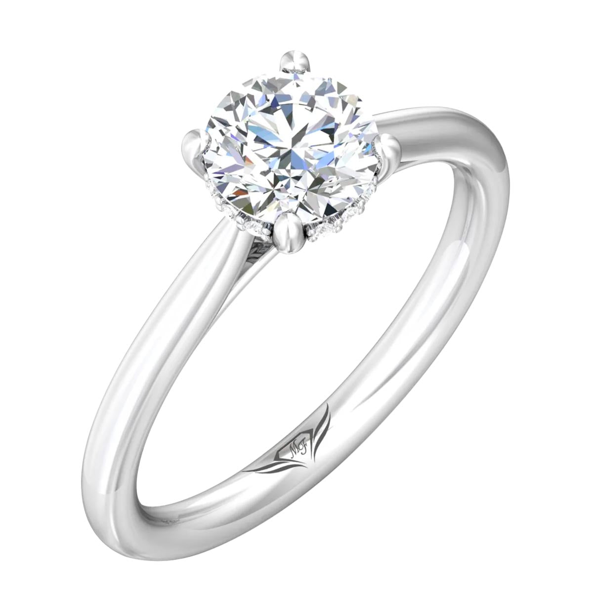 Martin Flyer Hidden Halo Diamond Engagement Ring Setting in 14kt White Gold (1/20ct tw)