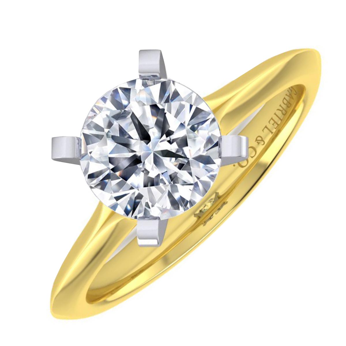 Gabriel Classic Solitaire Diamond Engagement Ring Setting in 14kt Yellow Gold