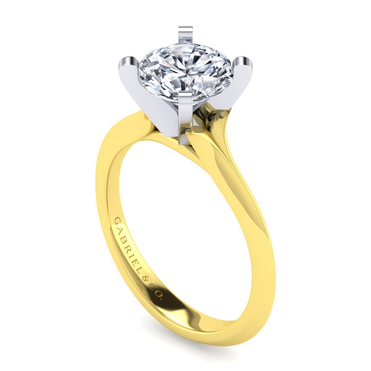 Gabriel Classic Solitaire Diamond Engagement Ring Setting in 14kt Yellow Gold