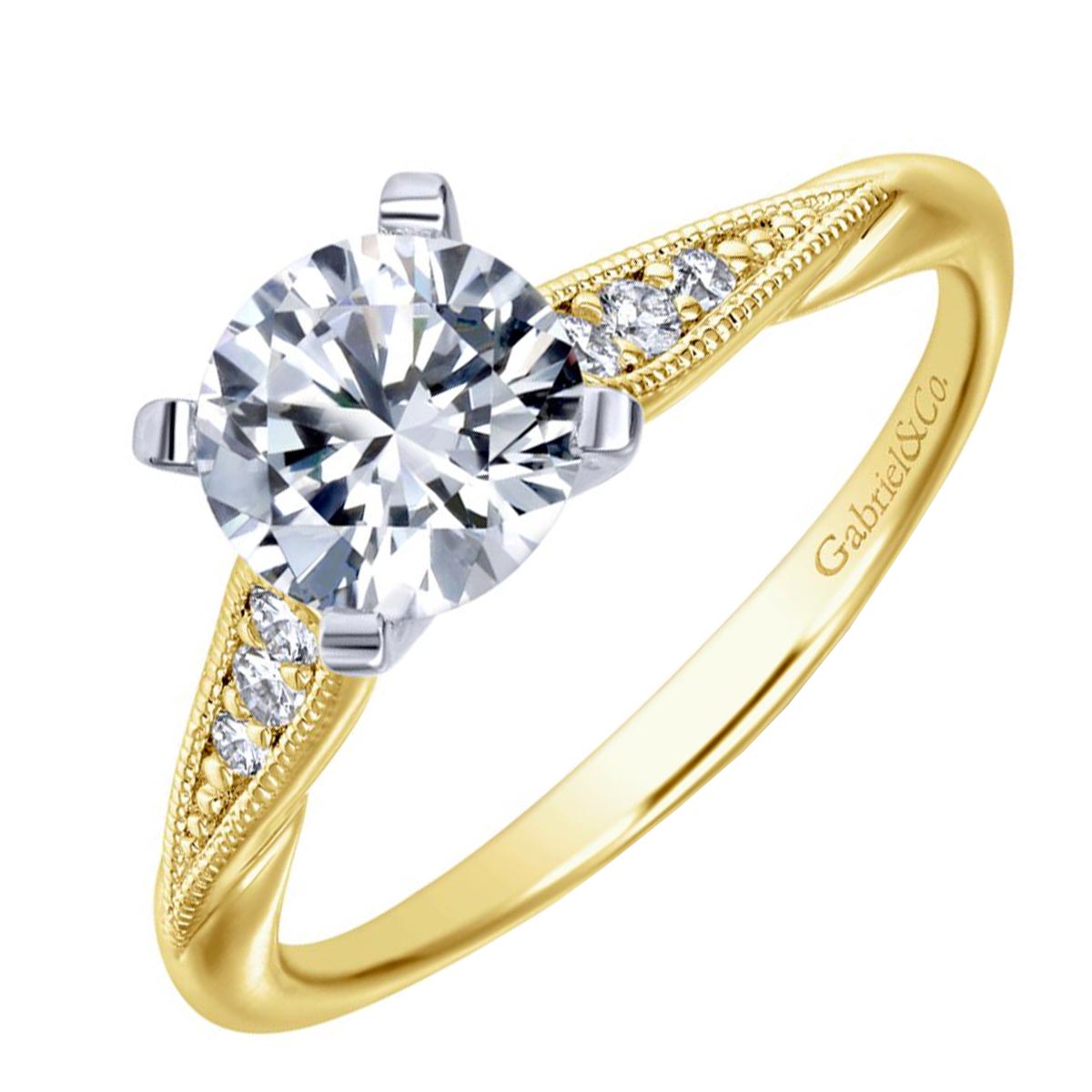 Gabriel Diamond Engagement Ring Setting in 14kt Yellow Gold (1/10ct tw)