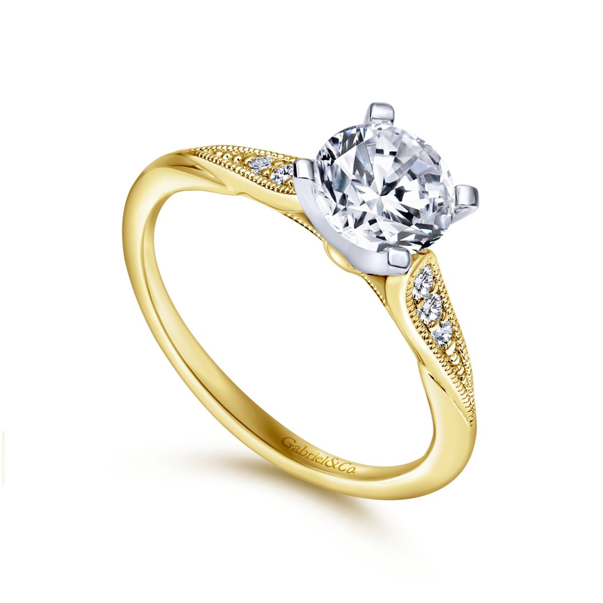 Gabriel Diamond Engagement Ring Setting in 14kt Yellow Gold (1/10ct tw)