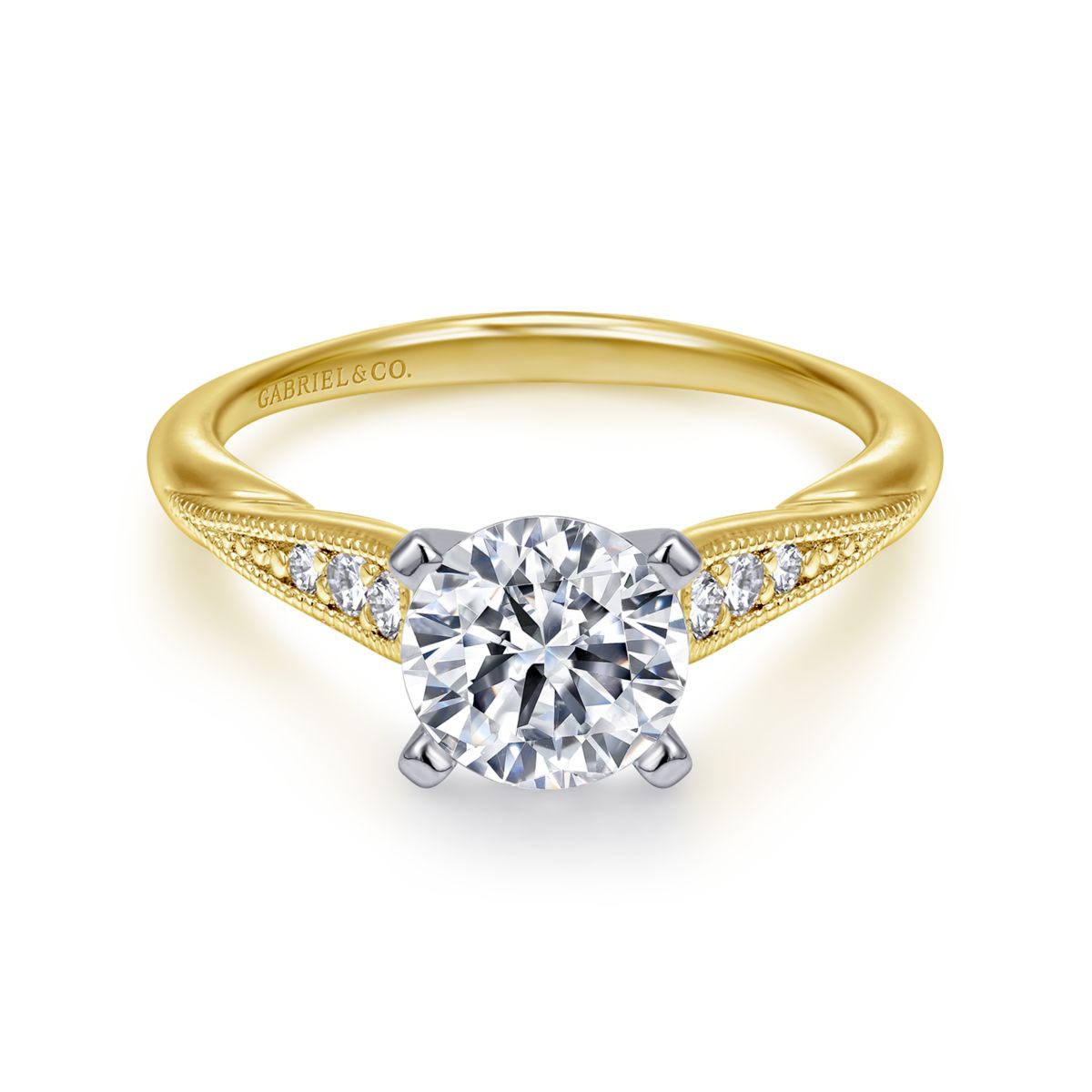 Gabriel Diamond Engagement Ring Setting in 14kt Yellow Gold (1/10ct tw)