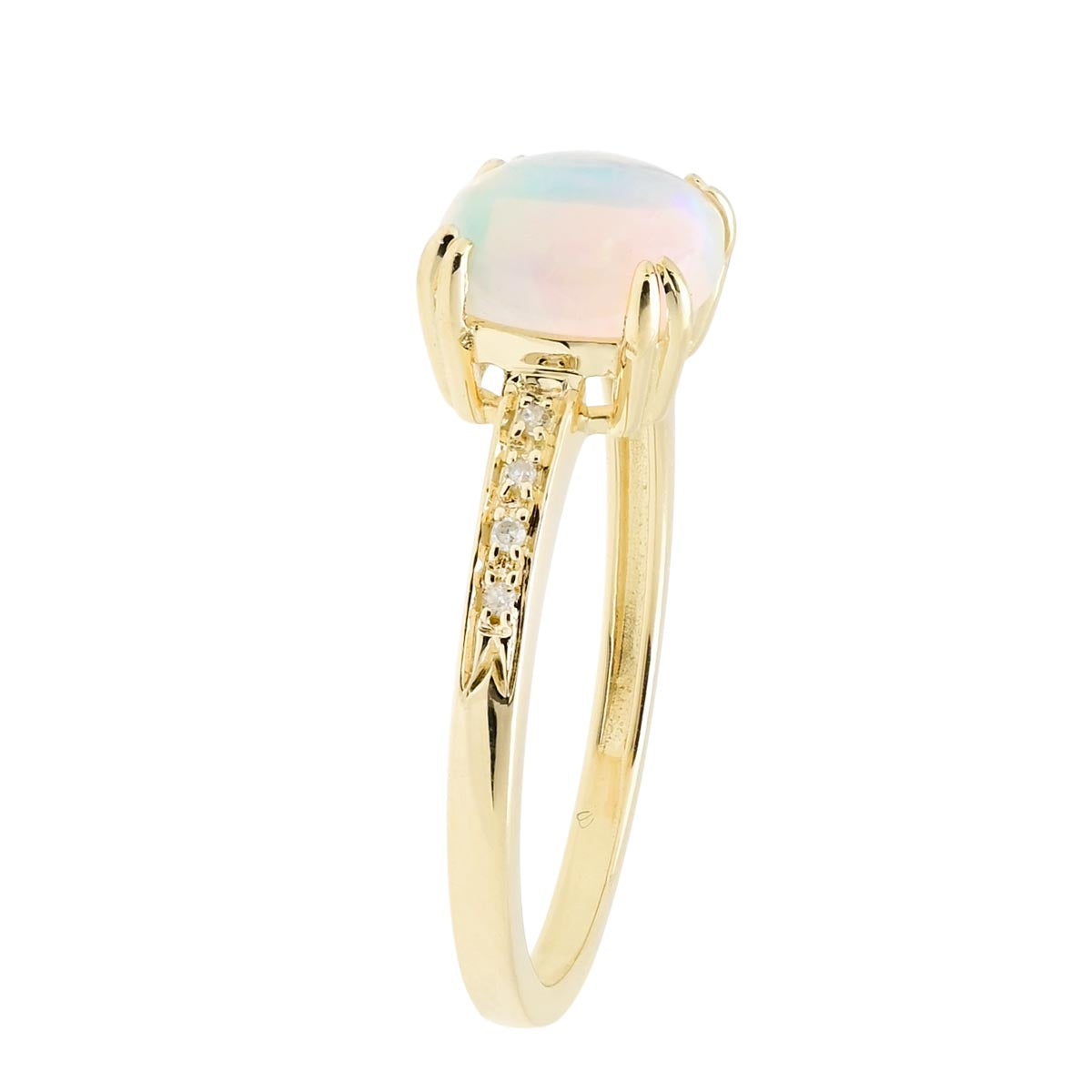 Madison L Cushion Ethiopian Opal Ring in 14kt Yellow Gold with Diamonds (.03ct tw)