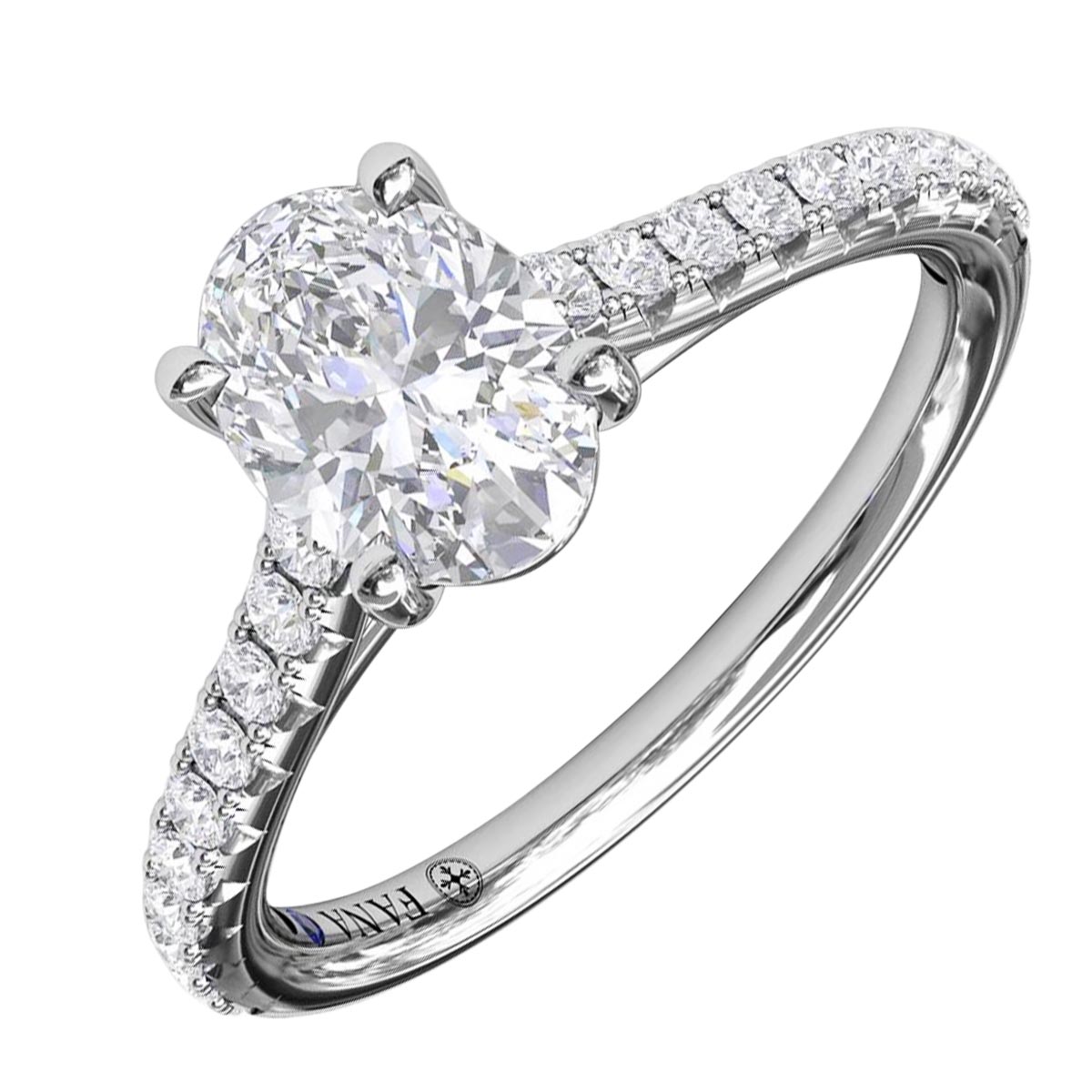 Fana Classic Oval Diamond Engagement Ring Setting with Side Detail in 14kt White Gold (1/3ct tw)