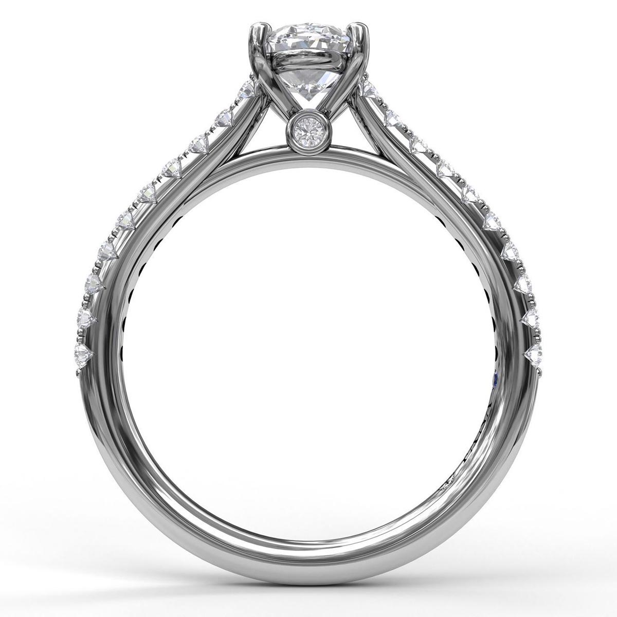 Fana Classic Oval Diamond Engagement Ring Setting with Side Detail in 14kt White Gold (1/3ct tw)