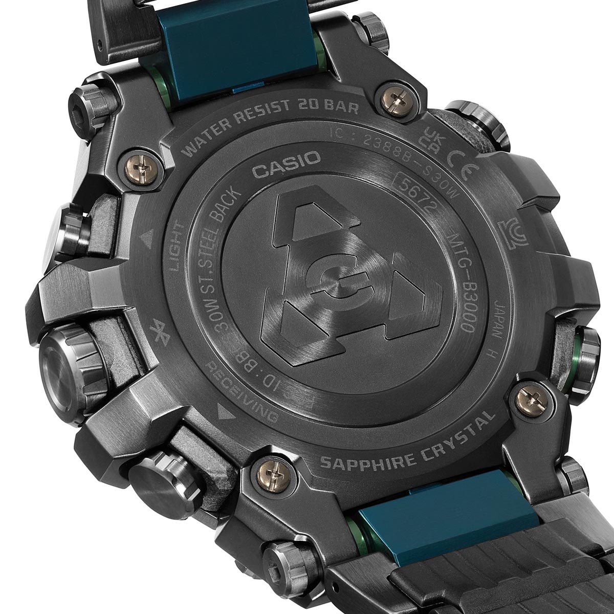 G Shock Mens Watch with Black Dial and Black Stainless Steel Bracelet (solar movement)