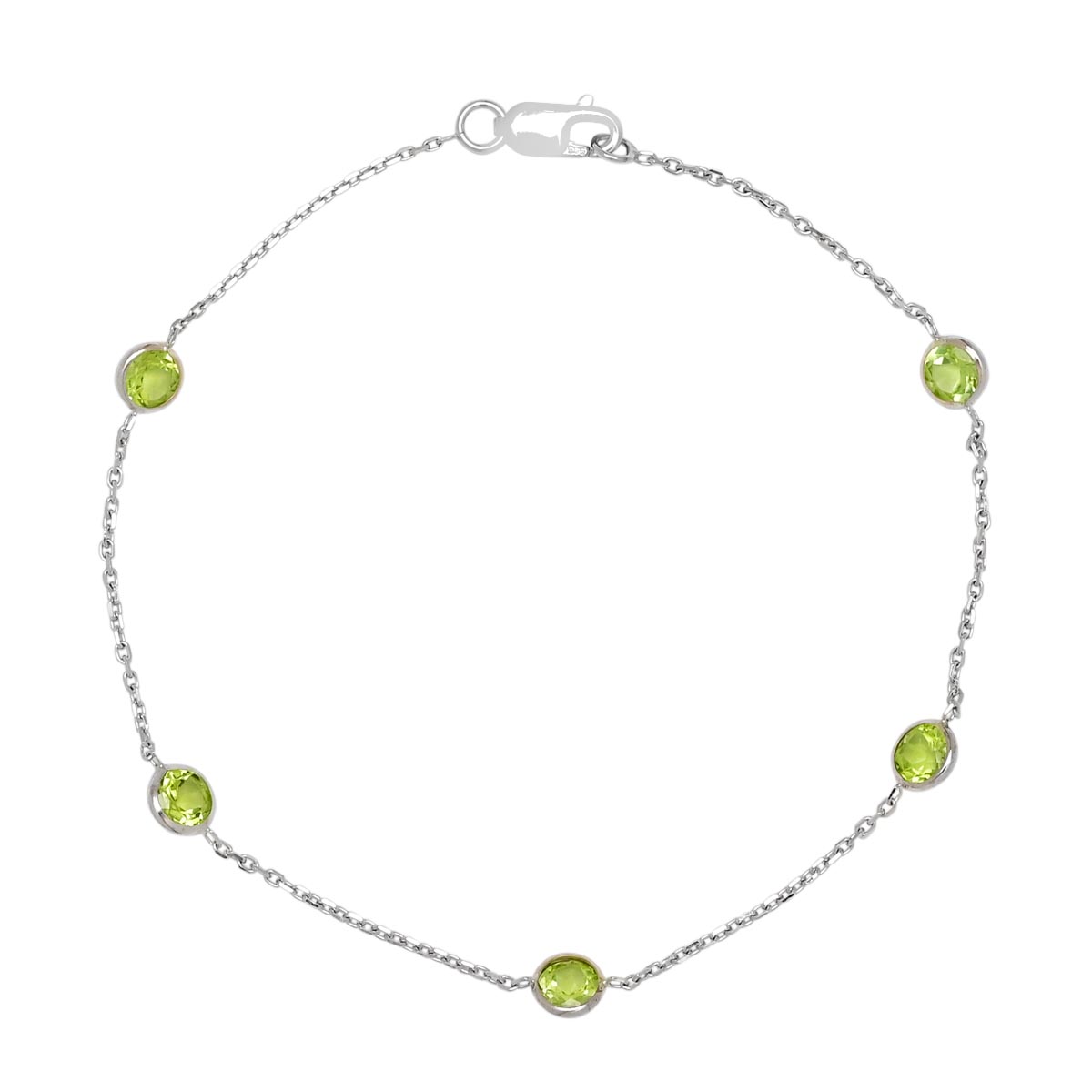 Peridot Station Bracelet in 14kt White Gold