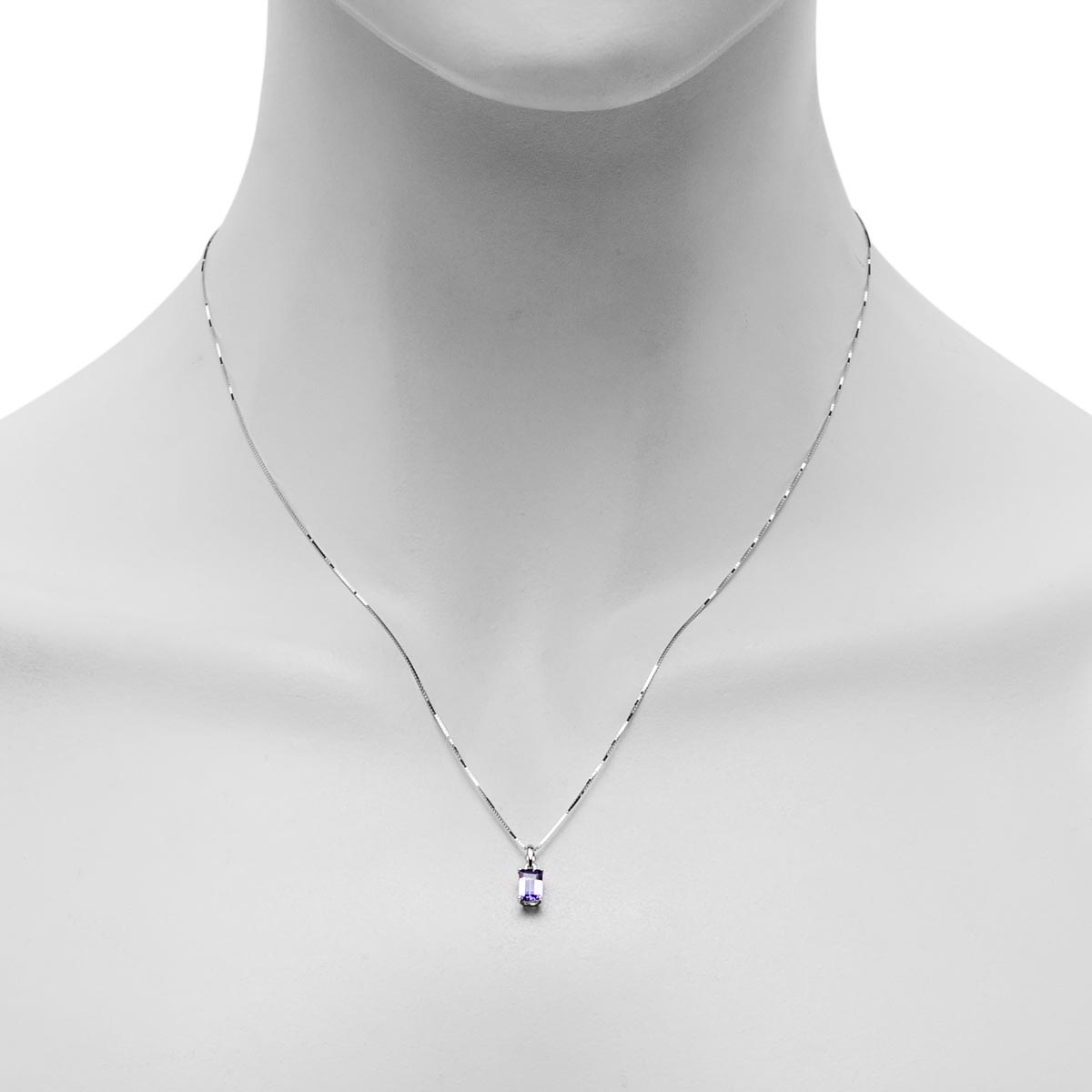 Emerald Cut Tanzanite Necklace in 14kt White Gold