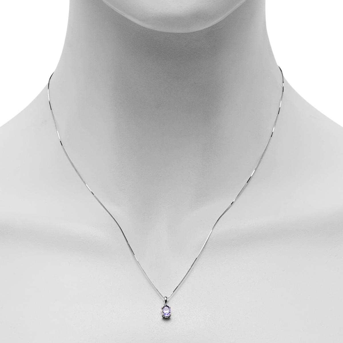 Oval Tanzanite Necklace in 14kt White Gold