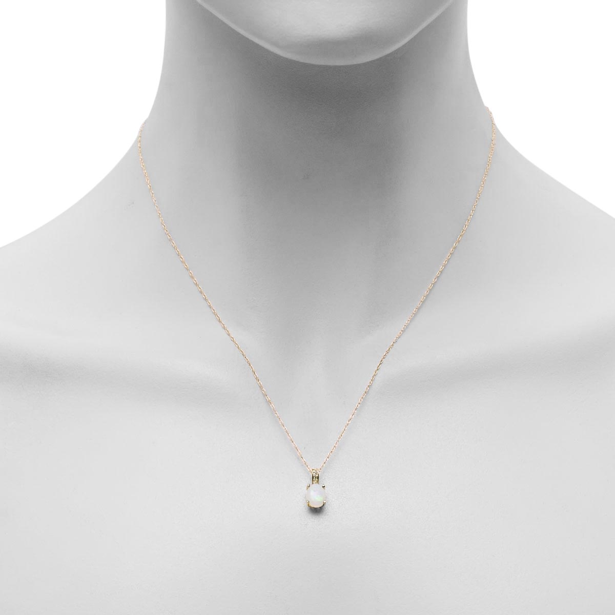 Oval Australian Opal Necklace in 14kt Yellow Gold with Diamonds (.02ct tw)