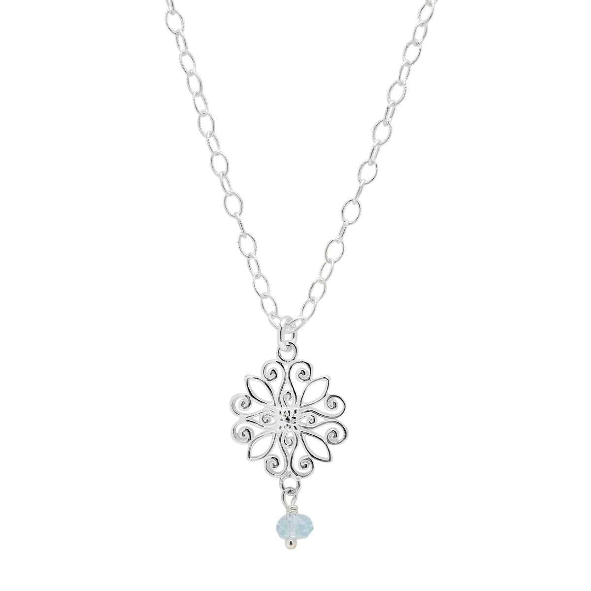 Periwinkle Flower Necklace in Sterling Silver