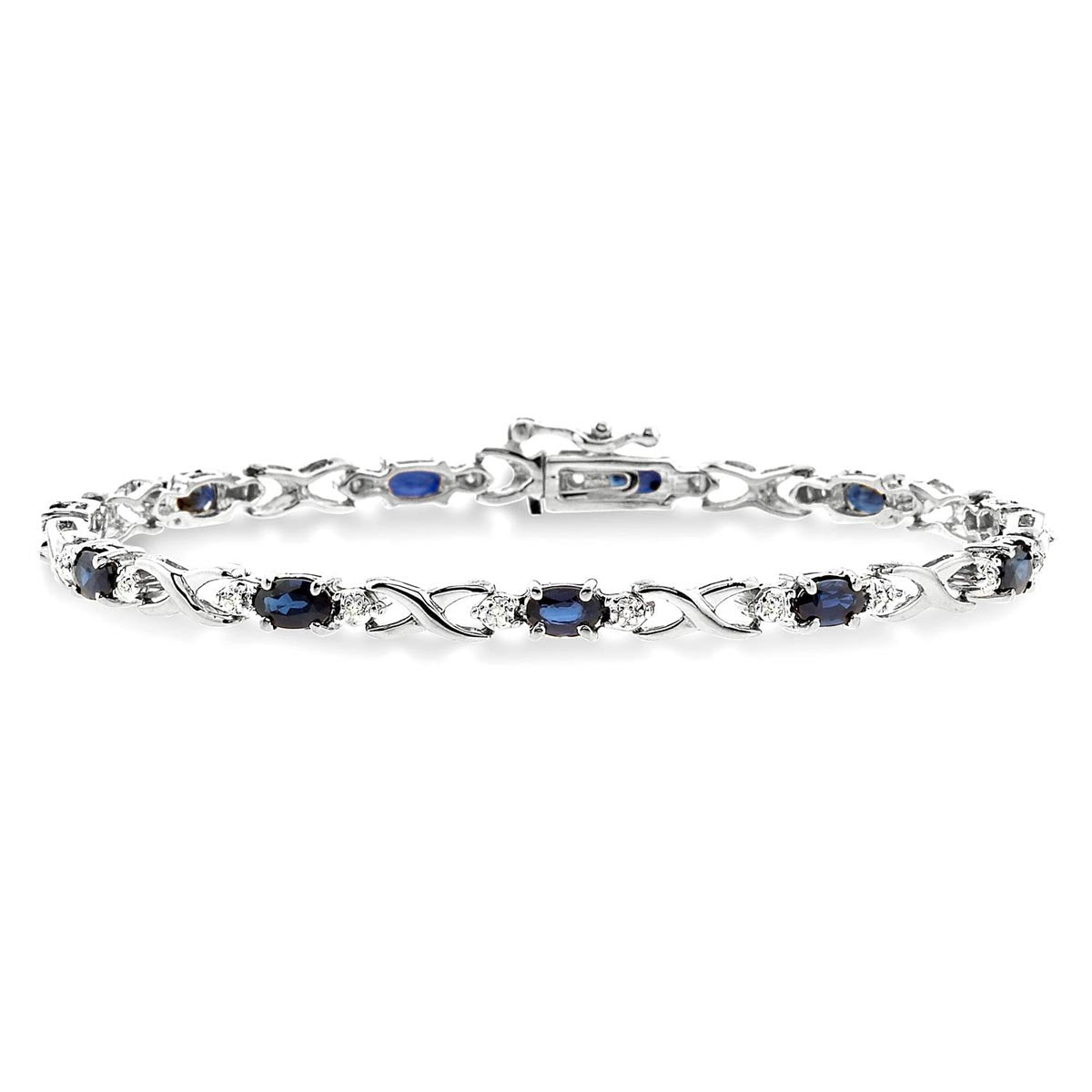 Sapphire Bracelet in 10kt White Gold with Diamonds (1/10ct tw)