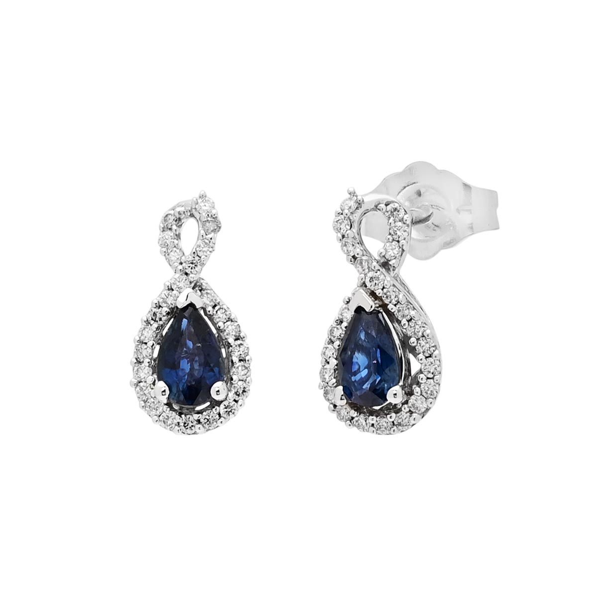 Sapphire Earrings in 14kt White Gold with Diamonds (1/7ct tw)