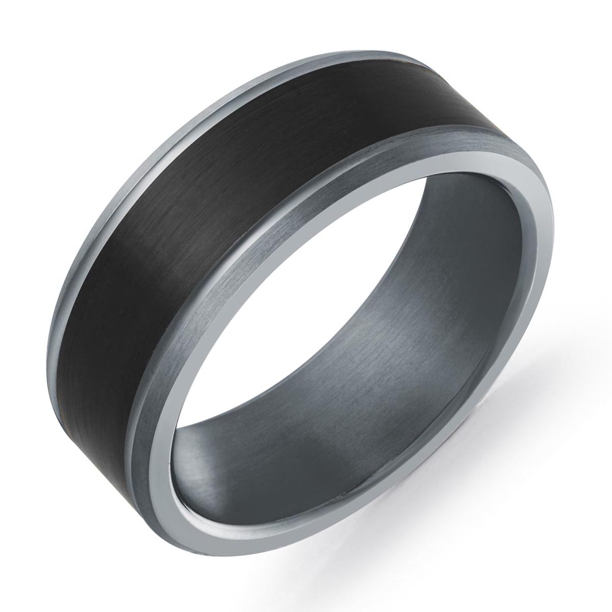 Mens Wedding Band in Tantalum and Carbon Fiber (8mm)