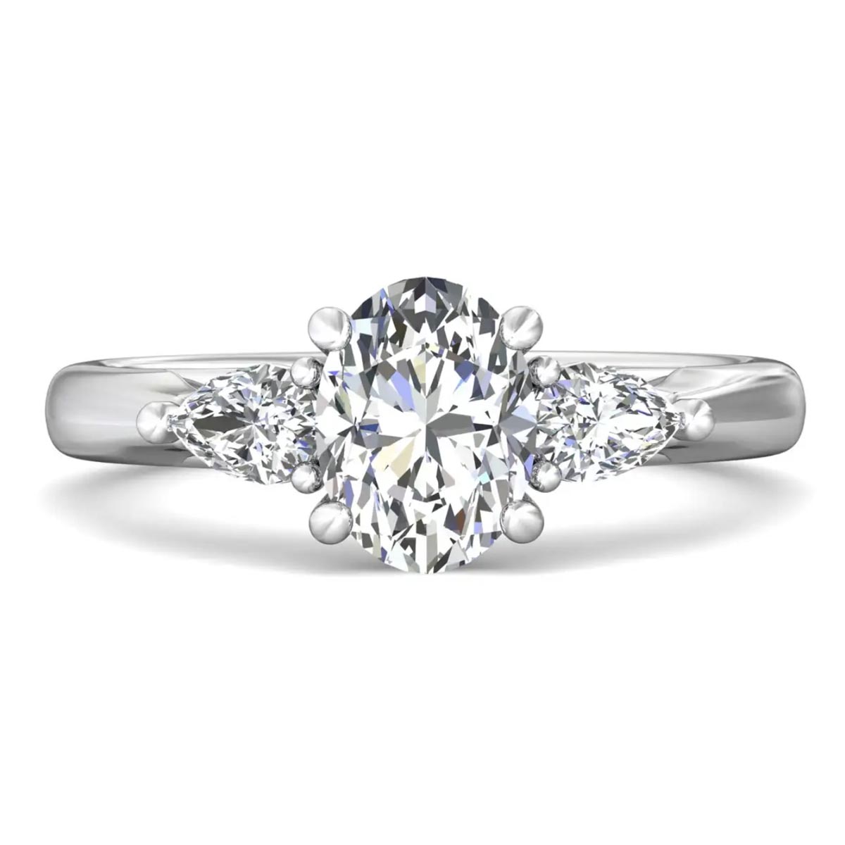 Martin Flyer Pear and Oval Diamond Engagement Ring Setting in 14kt White Gold (1/2ct tw)