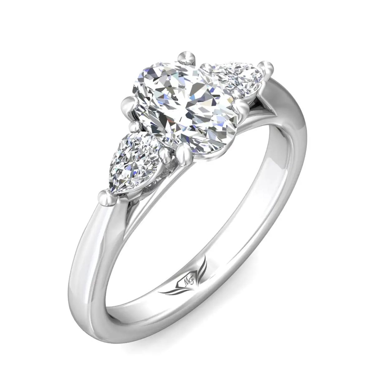 Martin Flyer Pear and Oval Diamond Engagement Ring Setting in 14kt White Gold (1/2ct tw)