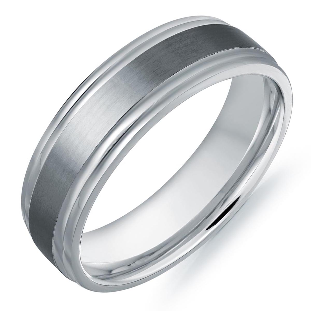 Mens Wedding Band in 14kt White Gold and Tantalum (7mm)