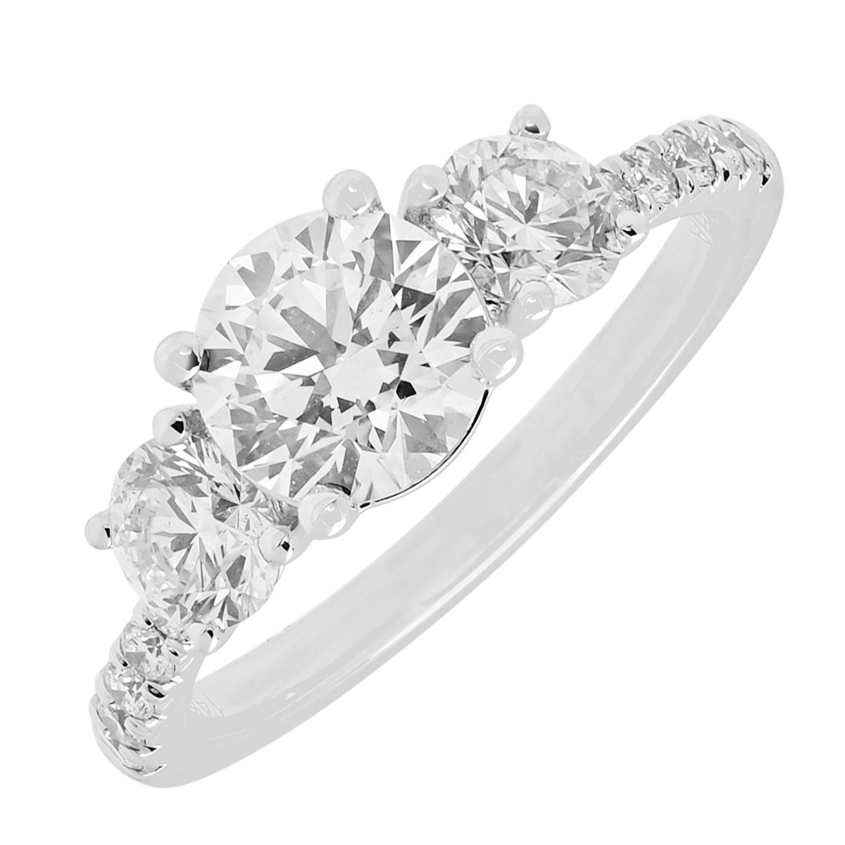 Lab Grown Diamond Three Stone Engagement Ring in 14kt White Gold (1 7/8ct tw)