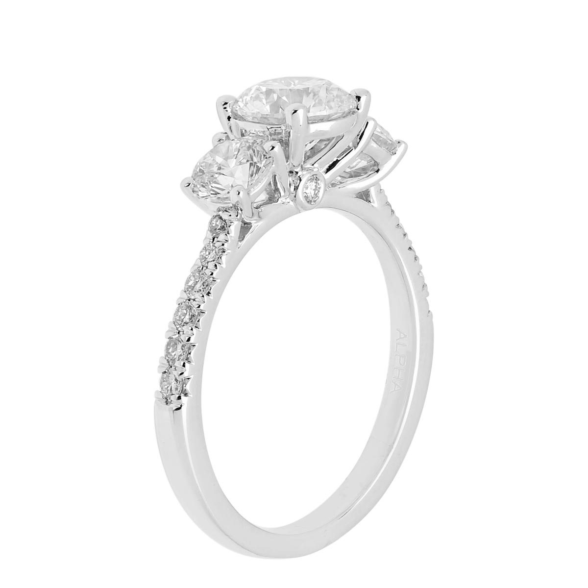 Lab Grown Diamond Three Stone Engagement Ring in 14kt White Gold (1 7/8ct tw)