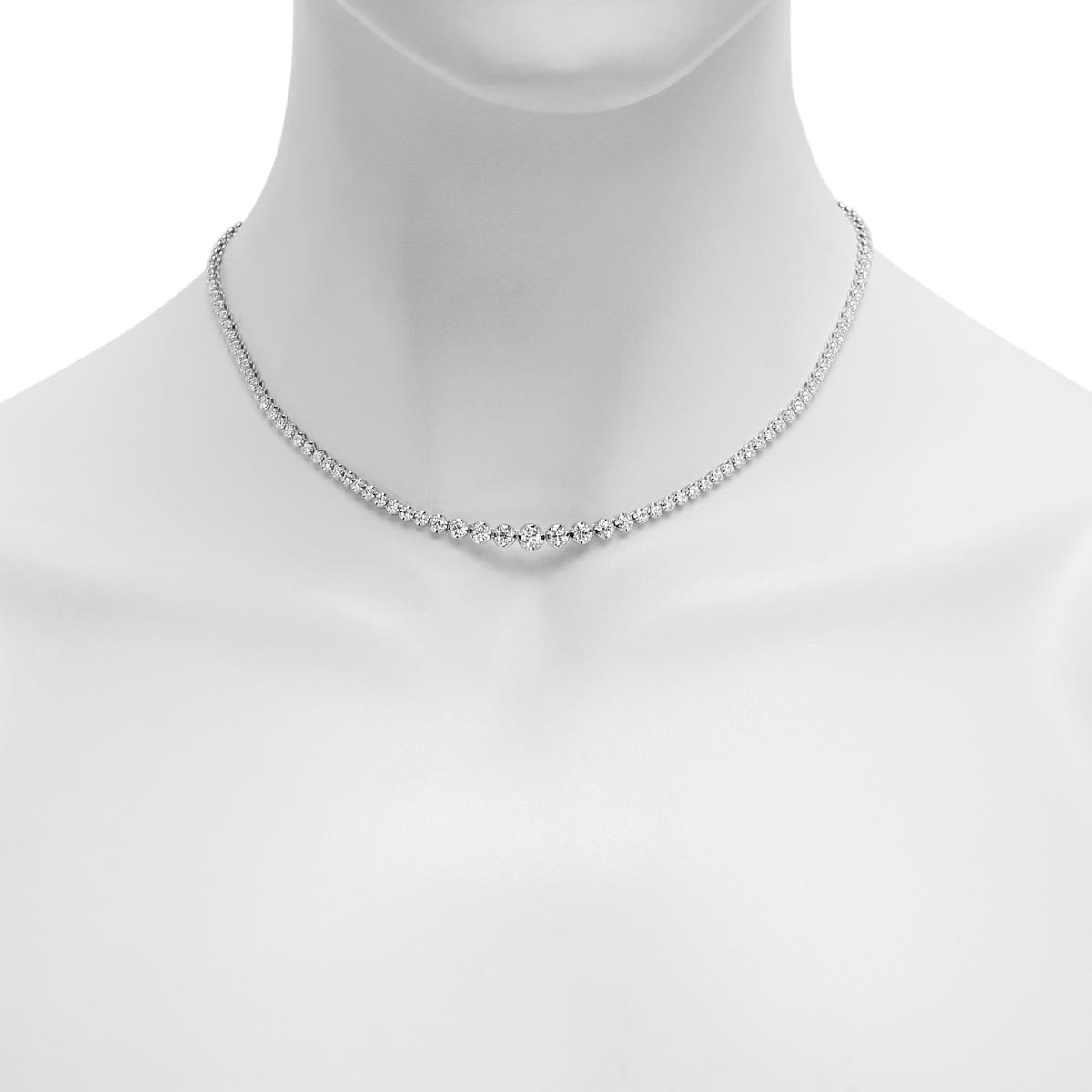 Diamond Riviera Tennis Necklace in 14kt White Gold (3ct tw)