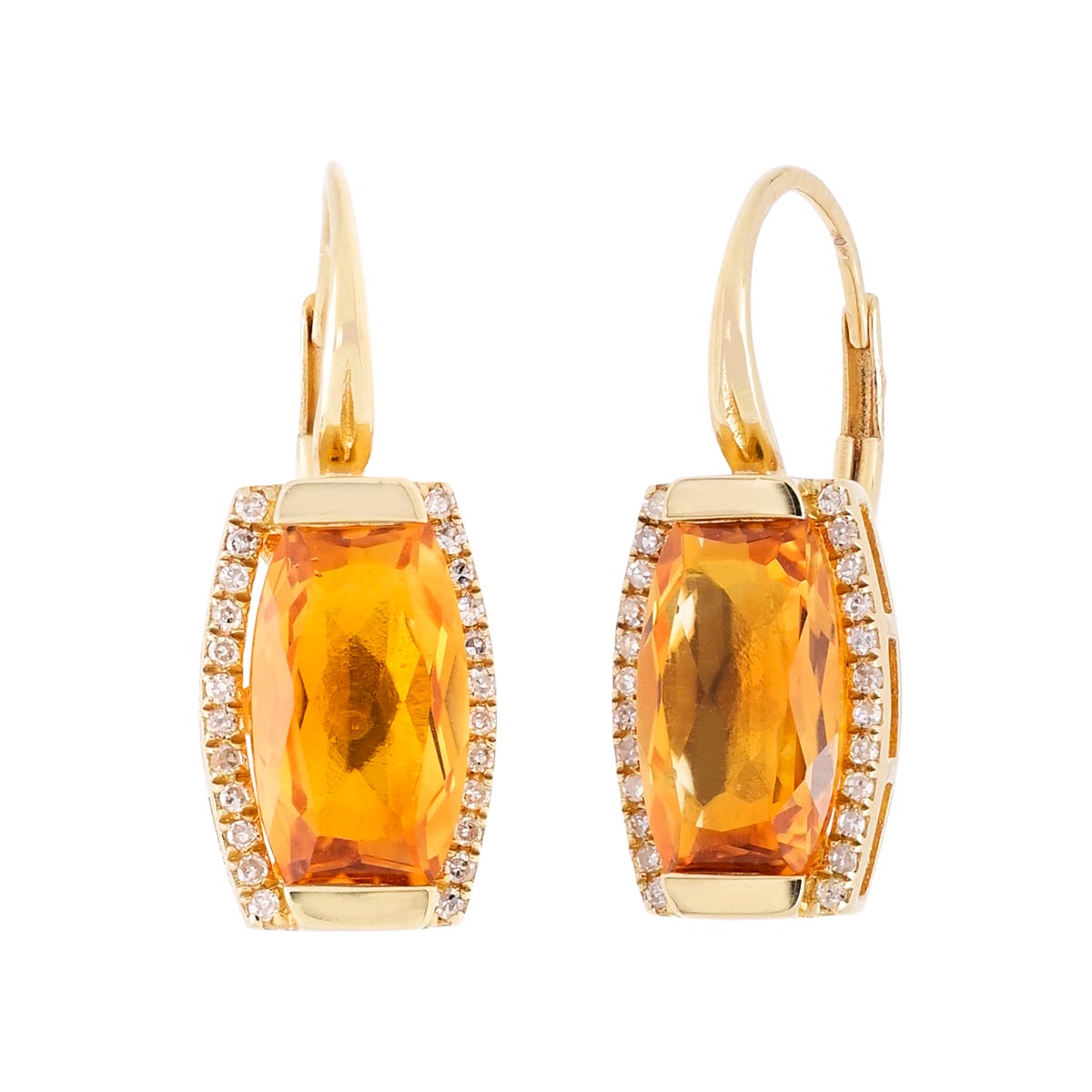 Madison L Citrine Earrings in 14kt Yellow Gold with Diamonds (1/7ct tw)