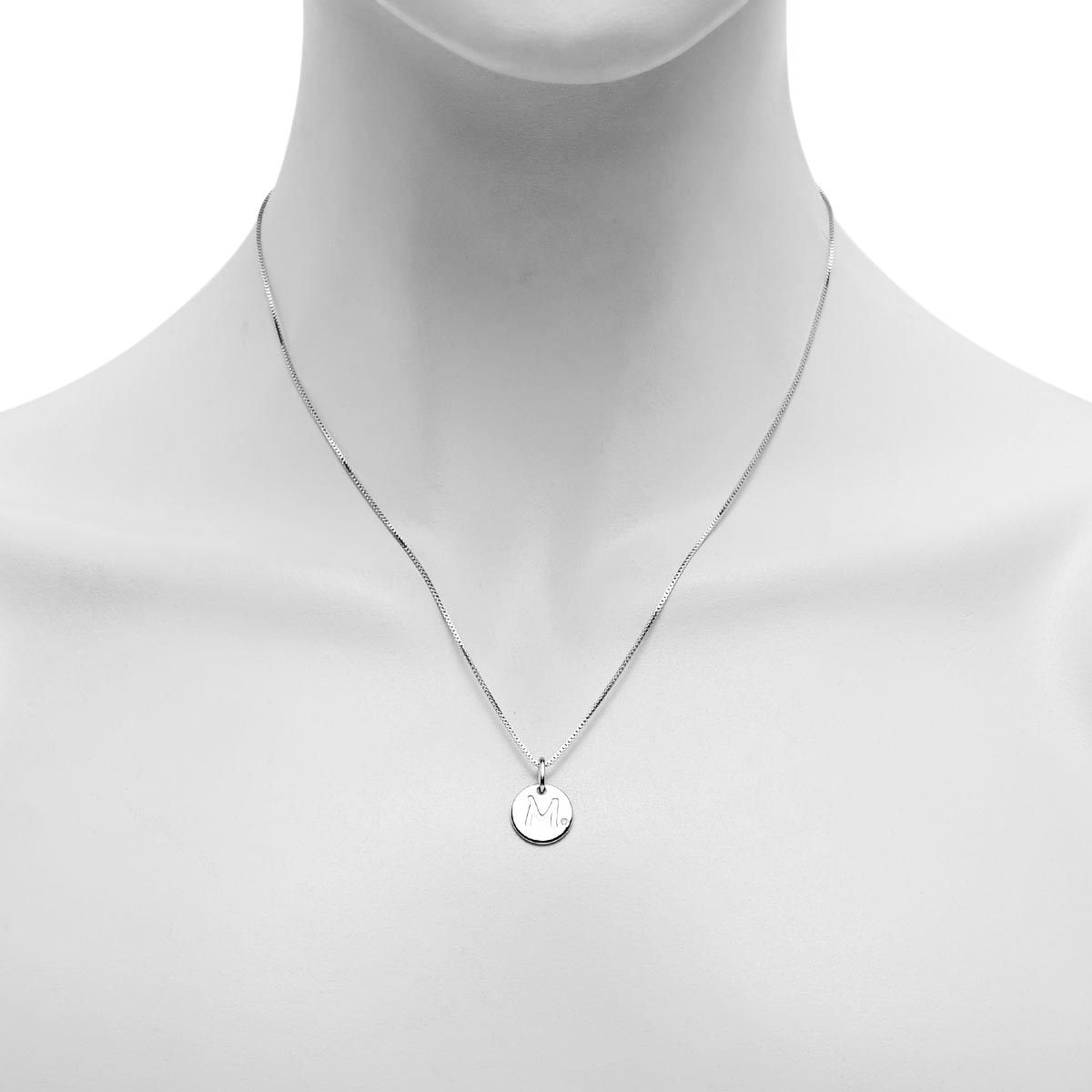 Diamond Initial M Necklace in Sterling Silver (.01ct)